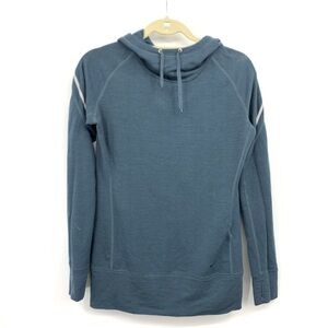Nike Women Small Hoodie Blue Gray Dri Fit Pullover‎ Sweatshirt Top Cowl Stretch